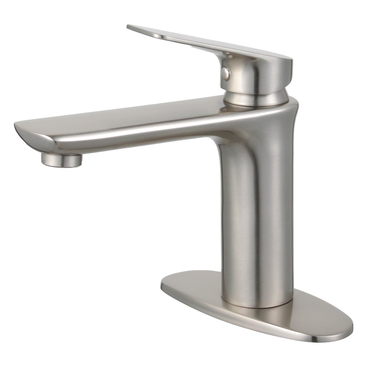 Kingston Sona LS4208CXL - Frankfurt One-Handle 1-Hole Bathroom Faucet with Deck Plate and Push Pop-Up Drain, Brushed Nickel — image 1